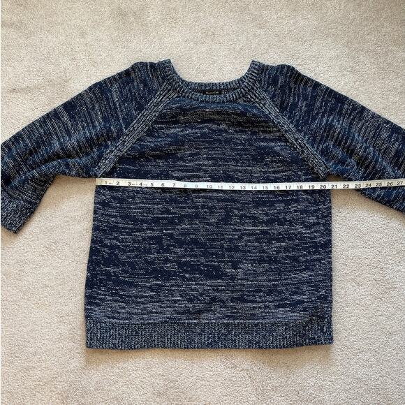 Massimo Dutti 3/4 Sleeve Sweater Split Back Size M Navy White Coastal Fisherman - Picture 8 of 9